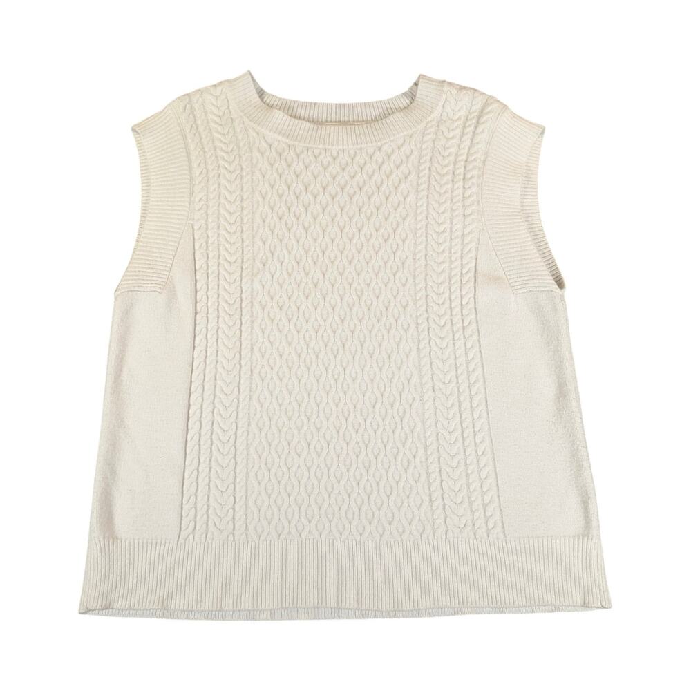 Cyrus White Cable Knit Sweater Vest Large